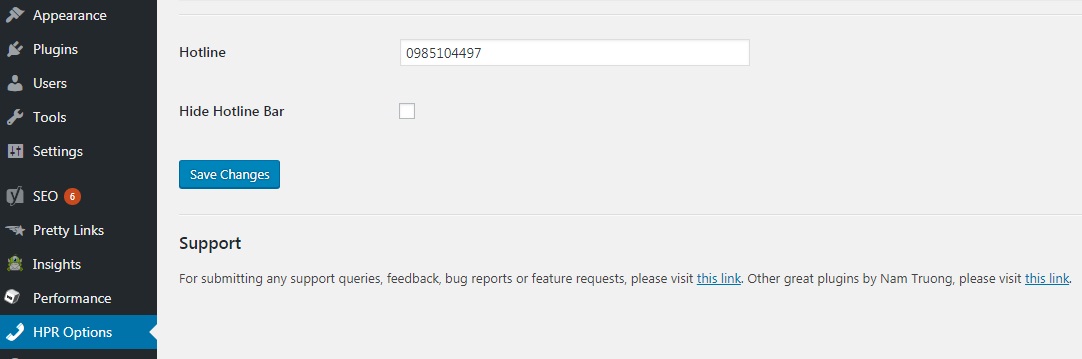Tích hợp tính năng Hotline cho website WordPress