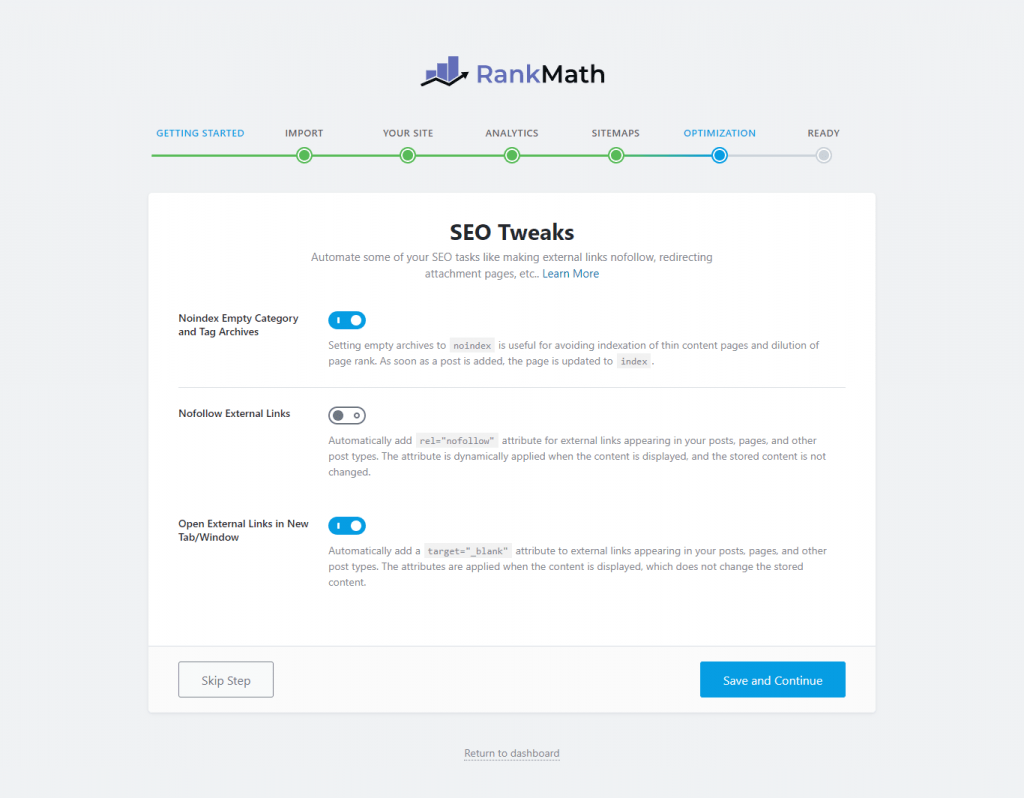 Thiết lập SEO Tweak.