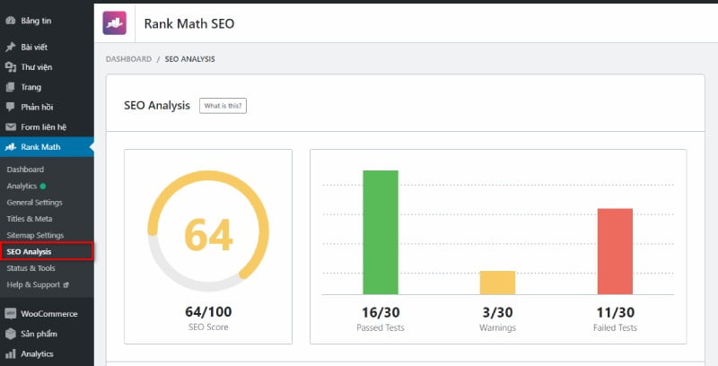 Đánh giá mức độ SEO của website.