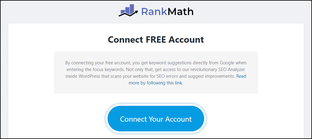 Tiến hành kết nối với tài khoản RankMath SEO