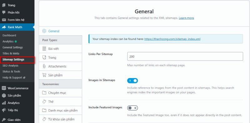 Tối ưu file sitemap.xml.